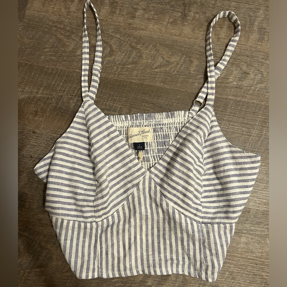Blue and soft white with top with adjustable straps